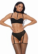 Right Sheer Right Now - Bra and Panty with Suspender Straps - S  Right Sheer Right Now - Bra and Panty with Suspender Straps - S